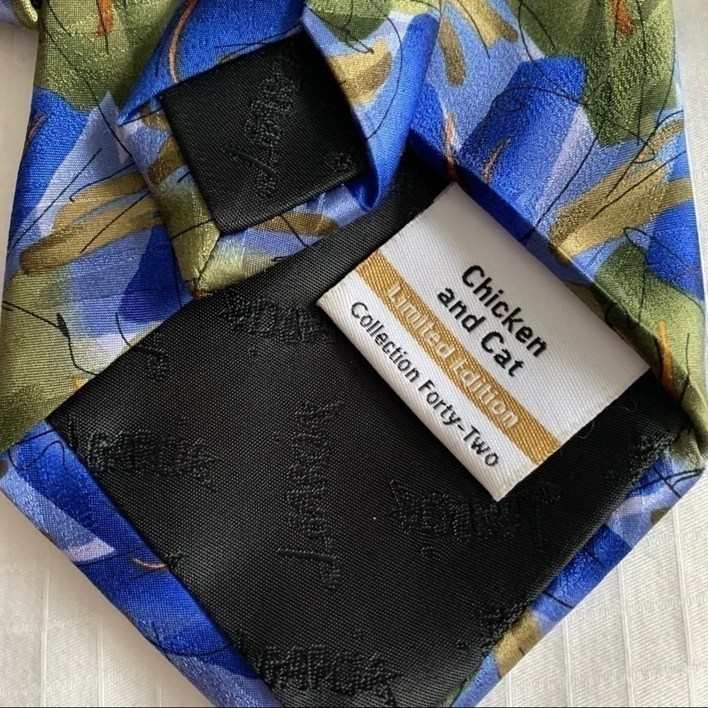 𝅺j Garcia Silk Necktie Collection Forty-Two Chicken and Cat